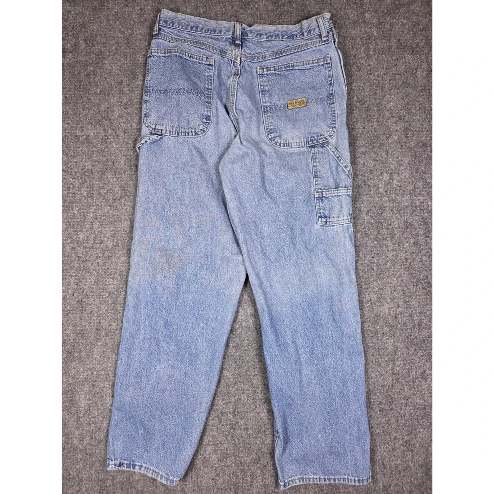Vintage Wrangler Carpenter Pants Mens 33x32 Blue Light Wash Denim Workwear
